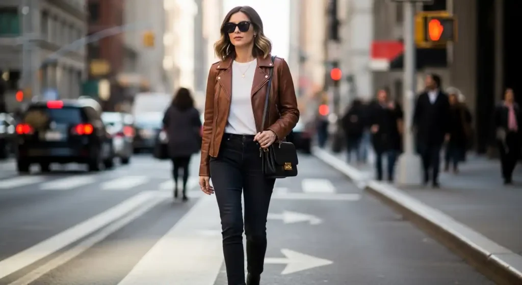 Brown Leather Jacket Outfit Ideas