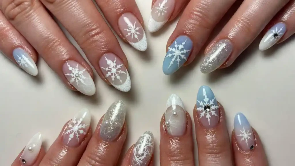 Cute Snowy Nails