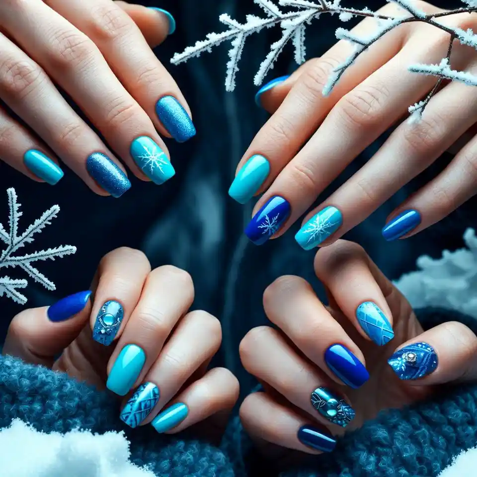 Trending Blue Nail Combinations for Winter